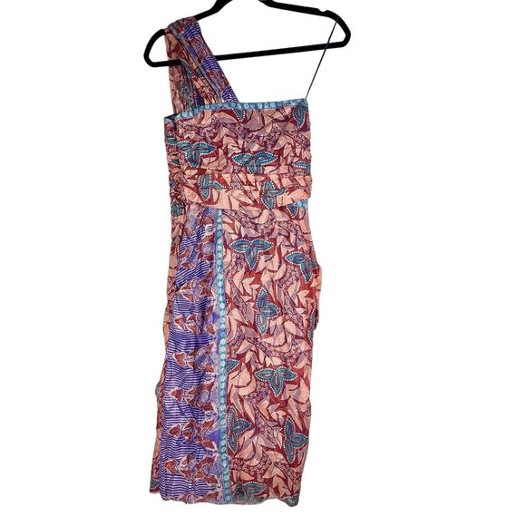 Nicole Miller Silk Blend Size 8 Cocktail 1 Shoulder Asymmetric Dress Glam Party - Picture 2 of 16